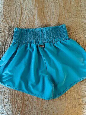 Five Dancewear Teal Smocked High Waist Active Shorts | Small